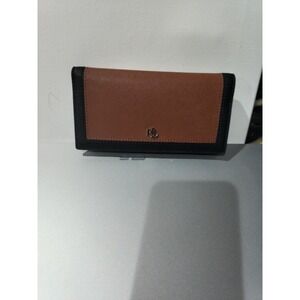 Lauren Ralph Lauren  Leather Slim Snapped Closure Wallet Brown Navy